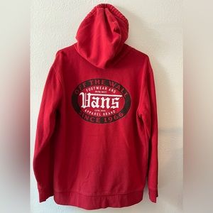 Vans Red Hoodie with Black and White Logo